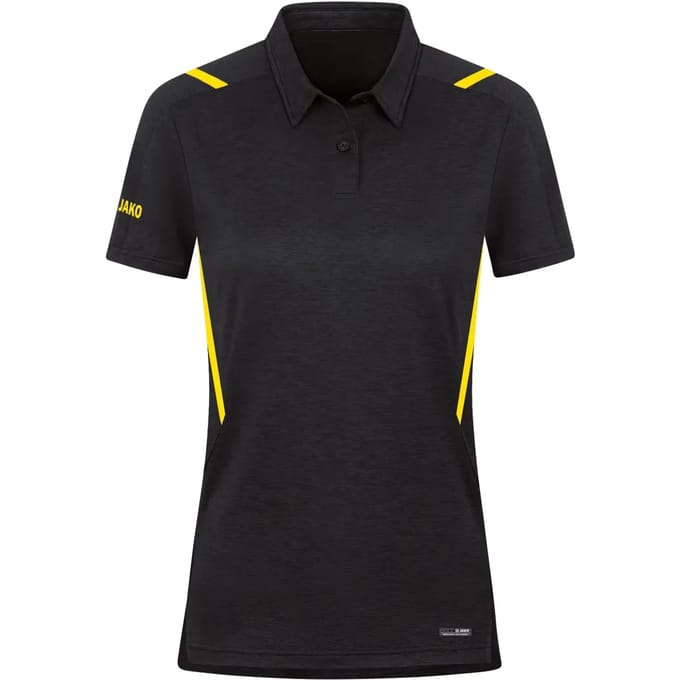 Jako Challenge Polo Dames - Zwart Gemeleerd / Citroen | Maat: 42