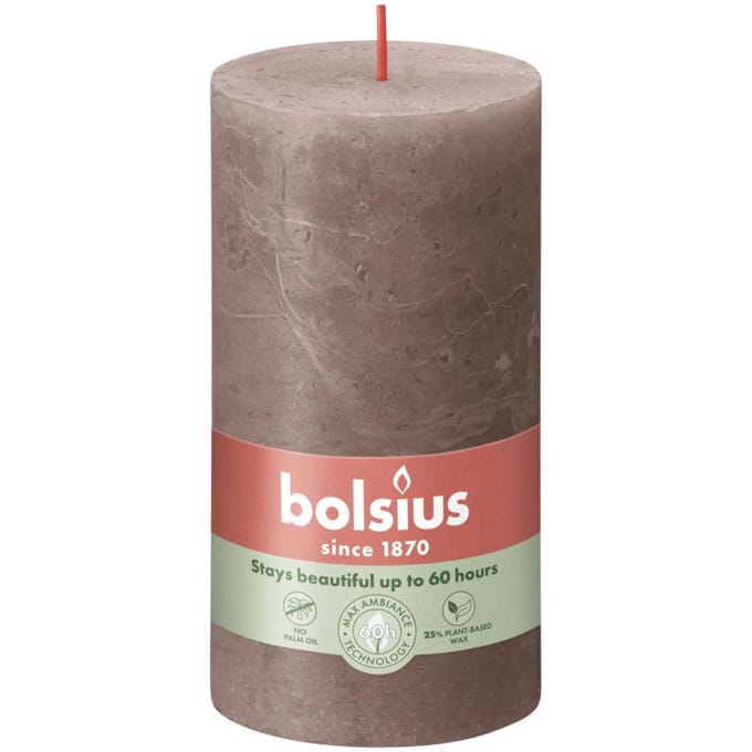 Bolsius Stompkaars Rustic Taupe Ø68 mm - Hoogte 13 cm - Taupe - 60 Branduren