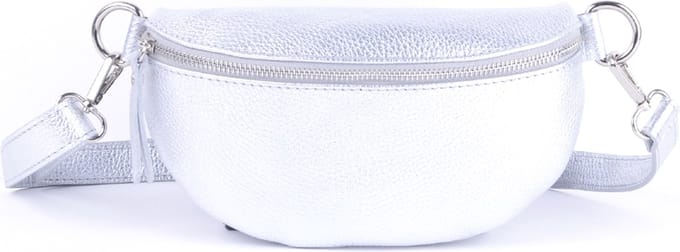 Giuliano Lederen Bumbag/Heuptas Metallic - lichtzilver - made in Italy