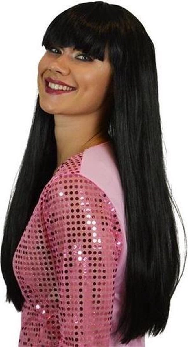 Witbaard Pruik Met Pony Dames Zwart One-size