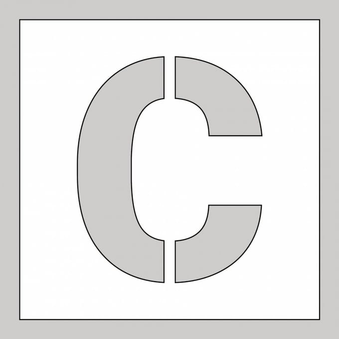 Spuitsjabloon letter C - dibond 500 x 500 mm