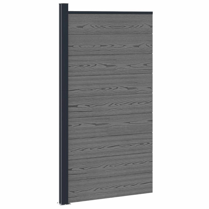 vidaXL - Hekpaneel - 95 - x - 186 - cm - WPC - en - Aluminium - Grijs