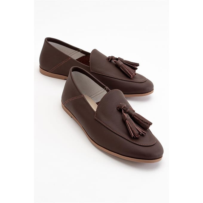 Mona Zacht Leren Kwast Loafer Dames