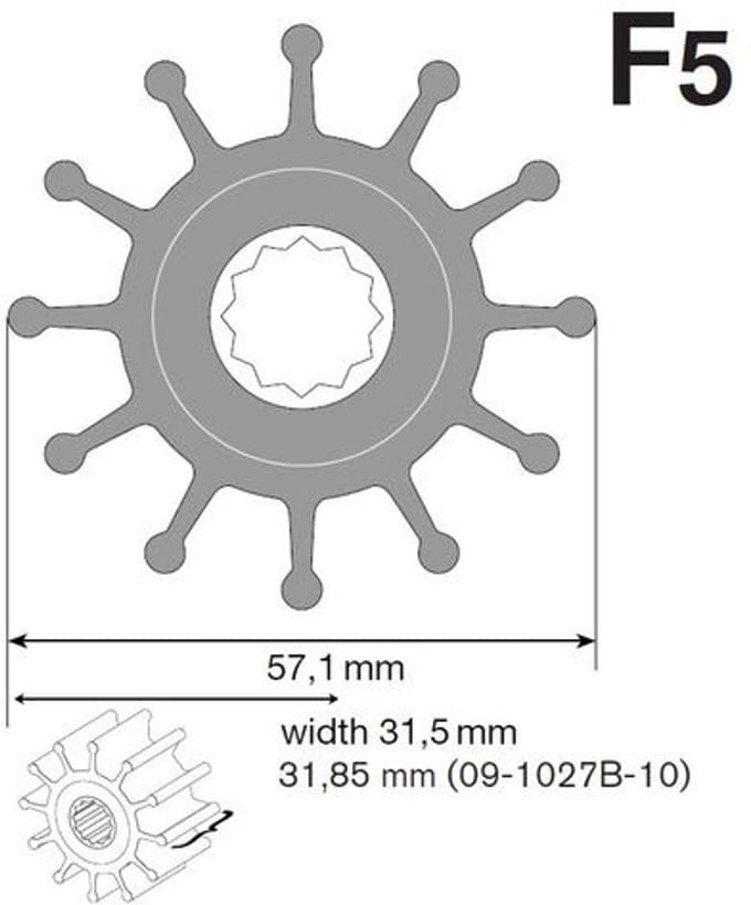 Johnson Pump F5 Nitril Pompwaaier Zilver