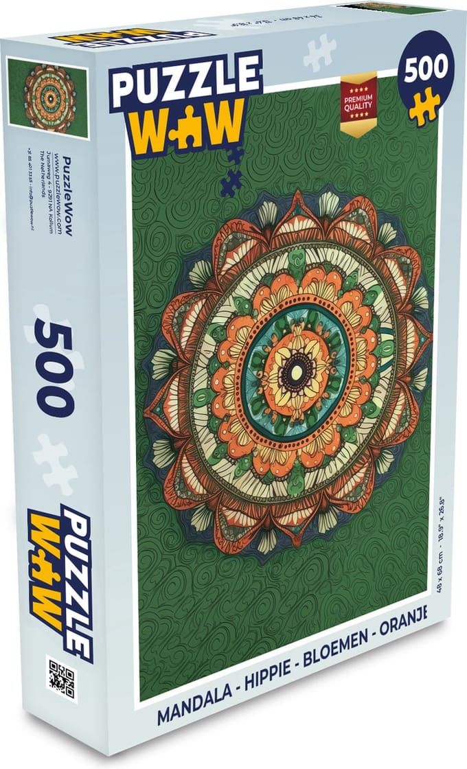 Puzzel Mandala - Hippie - Bloemen - Oranje - Legpuzzel - Puzzel 500 stukjes