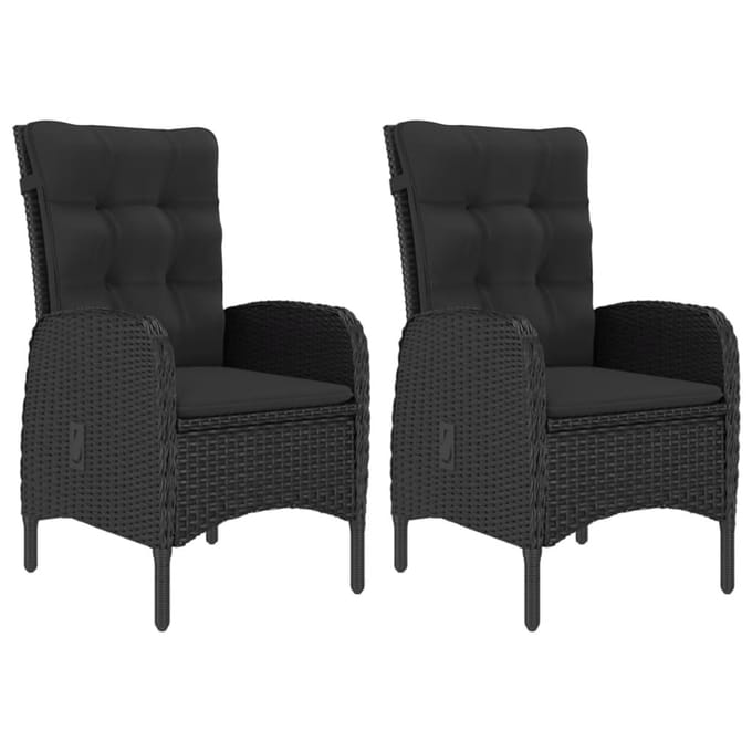 vidaXL - 3-delige - Tuinset - poly - rattan - en - acaciahout - zwart
