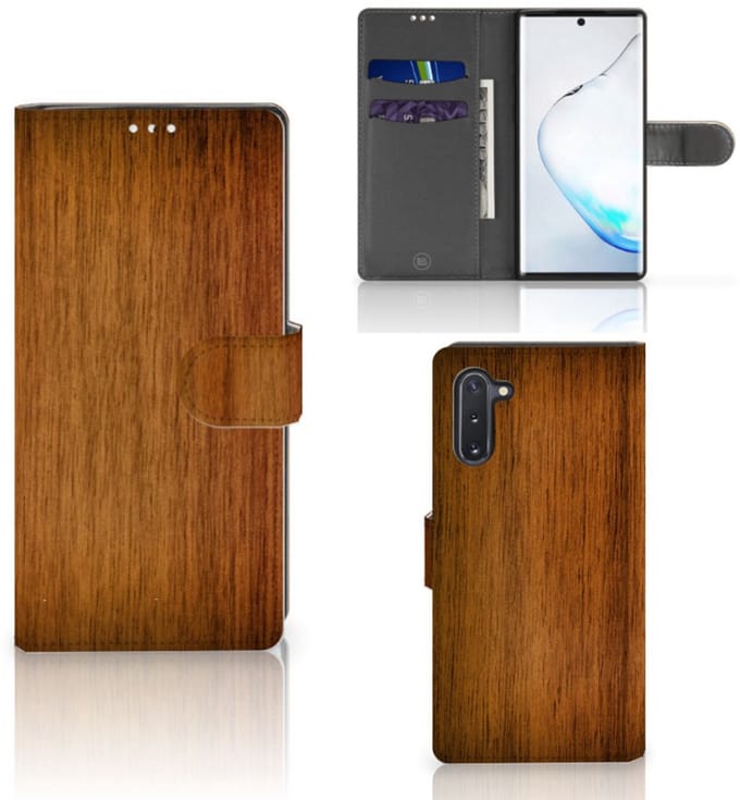Samsung Galaxy Note 10 Book Style Case Donker Hout