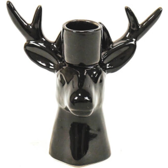 House Vitamin Candle holder reindeer ceramic black 11x6x11cm