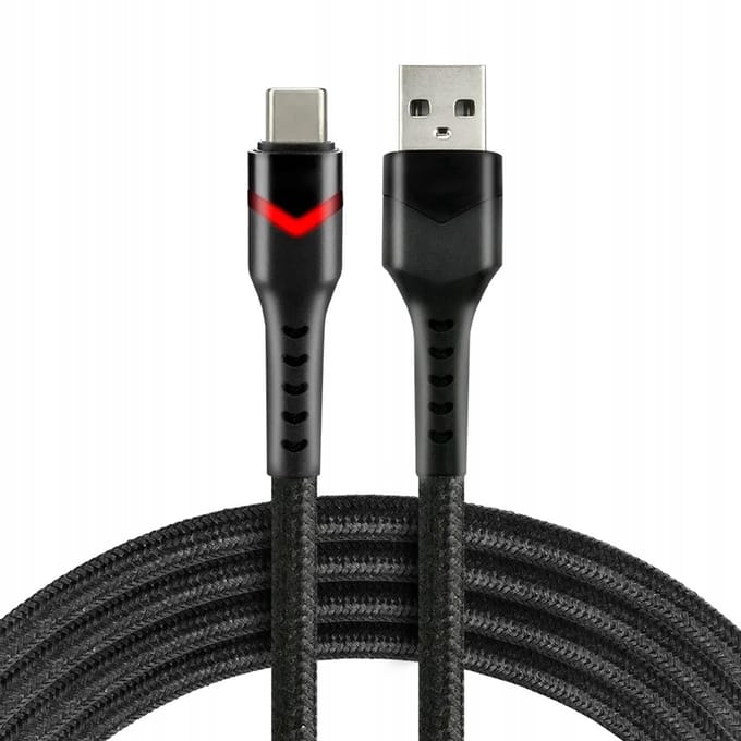 Everactive CBB-2CBR - USB naar USB-C Kabel - 2m - RGB LED - Zwart