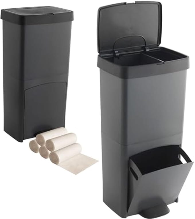 Recyclingemmer 70L met 2 vakken en drukknop opening