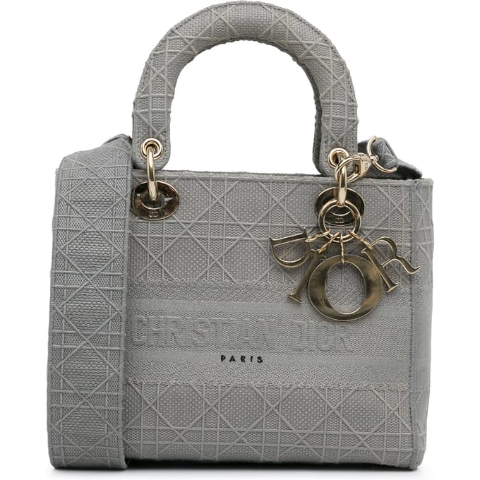 Dior Caro Mini Tas Grijs Geïnspireerd Katoen