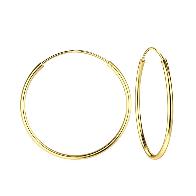 Joy|S - Zilveren oorringen 25 mm - basic - gold plated