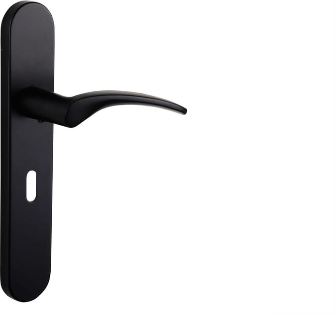 Lavuzo deurkruk Lodini Zwart met afgerond schild SL56 | Per set | Luxe deurbeslag | Deurklink met schild
