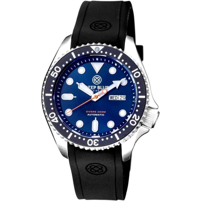 Deep Blue Watches MILBLKSLUESIL Heren Horloge Automatic 44mm 300M