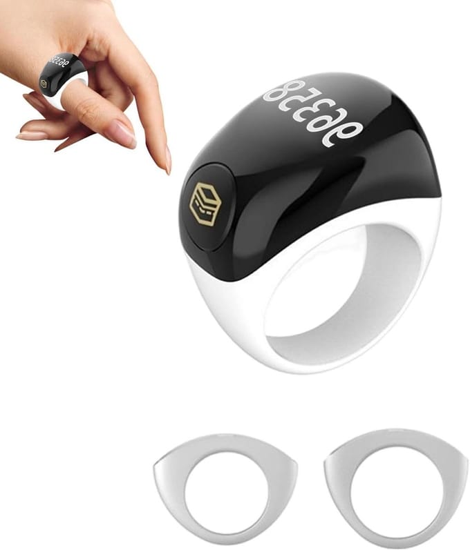 Tellerring - Vingerteller Clicker - Activiteit Bijhouden - Nauwkeurige Bewegingssensor - 7 Dagen Batterij - Wit