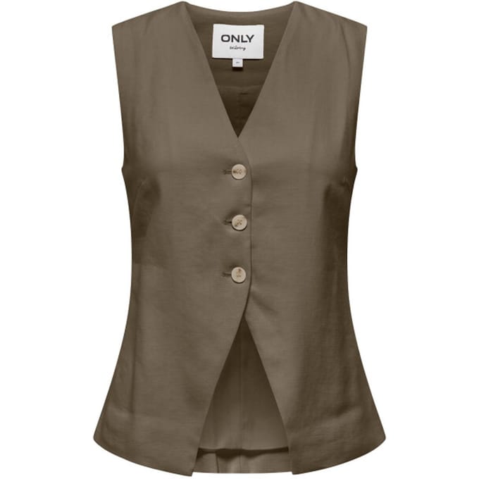 Only groene dames vest   V-hals   Regular fit   Knoopsluiting   Duurzaam   Mouwloos Groen 34