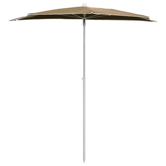 vidaXL - Parasol - half - met - paal - 180x90 - cm - taupe