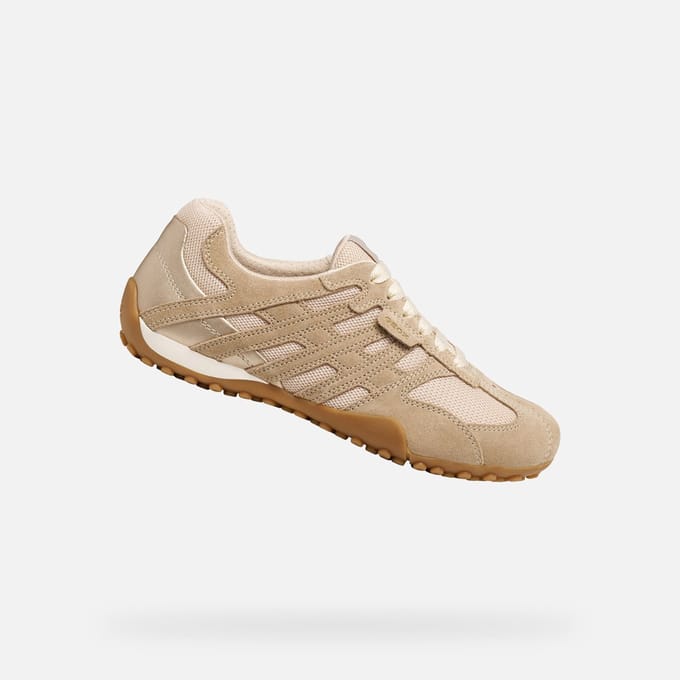 GEOX SNAKE ORIGINAL DAMES Sneakers - BEIGE/MELKWIT - Maat 36