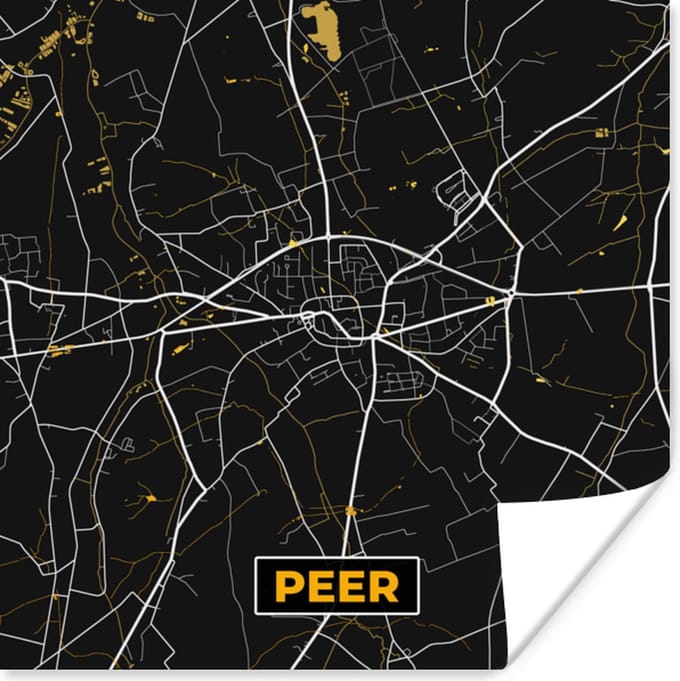 Poster Stadskaart - Peer - Plattegrond - Goud - Kaart - 75x75 cm