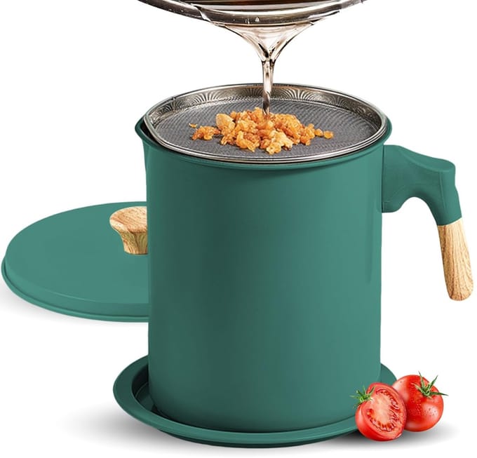 Dailygoods- Oliezeefpot 1,4L - Vetpot - Olieopslagcontainer - Filter