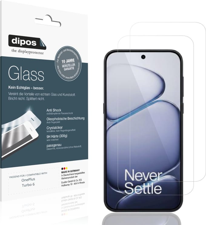 dipos – 2x Pantserfolie geschikt voor OnePlus Turbo 6 | 9H Screenprotector