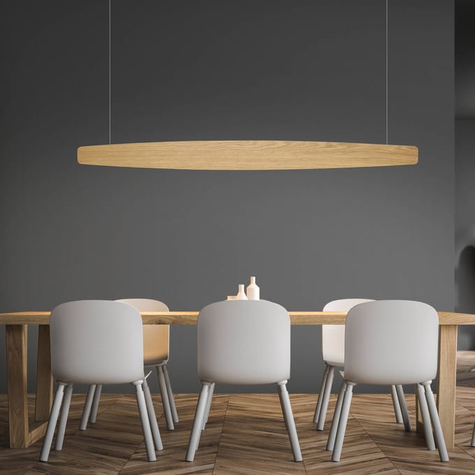Quitani hanglamp Persida, 148 cm, eiken, 2.700 K