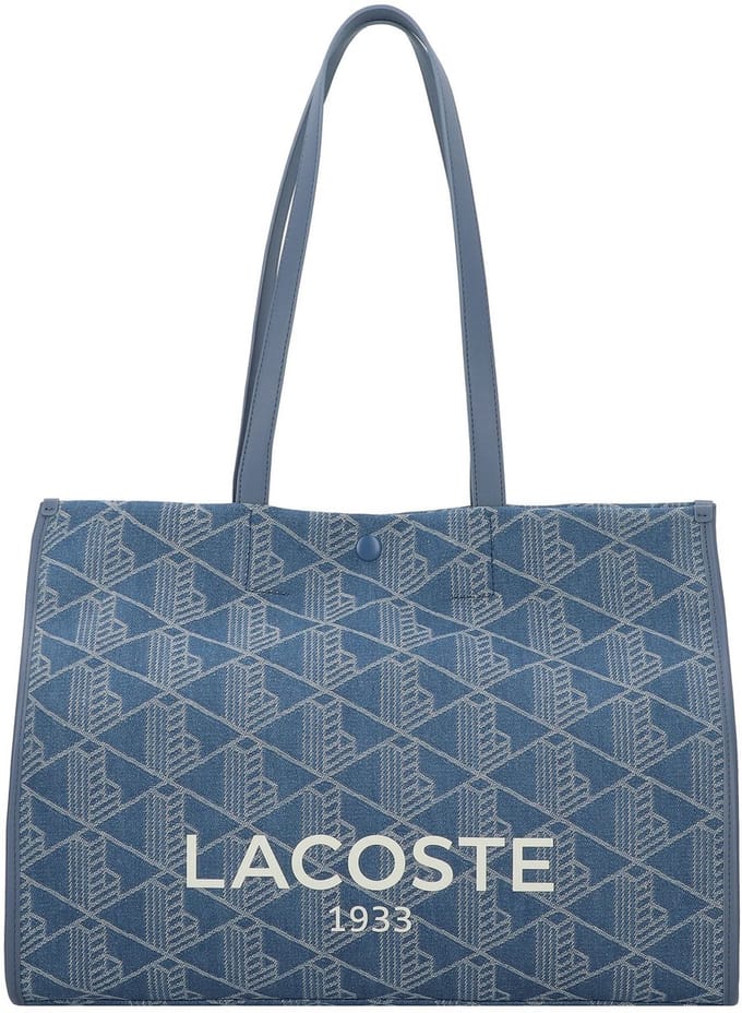 LACOSTE Schoudertas Shopper Shopping Bag Mono Jacquard Denim Blauw