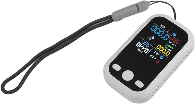 Draagbare Kwaliteitsmonitor - Slimme Tester - Binnenmilieu Meten - 5-in-1 Functionaliteit - 18 x 7 x 3 cm - Wit