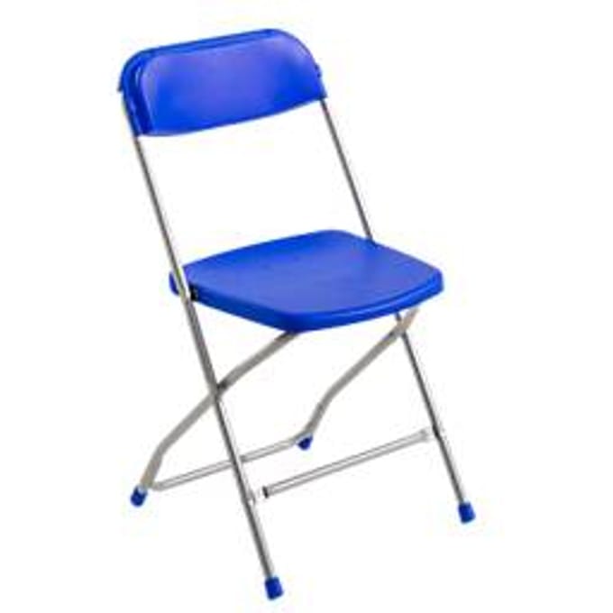 Klapstoel Polyfold, blauw/blank aluminium, 2 stuks