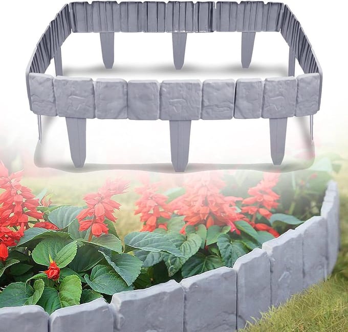 Gazonrand Steenlook - Tuinrand Borderrand - Tuin Ordenen - Flexibele Steenlook - 10 Meter Set - Grijs