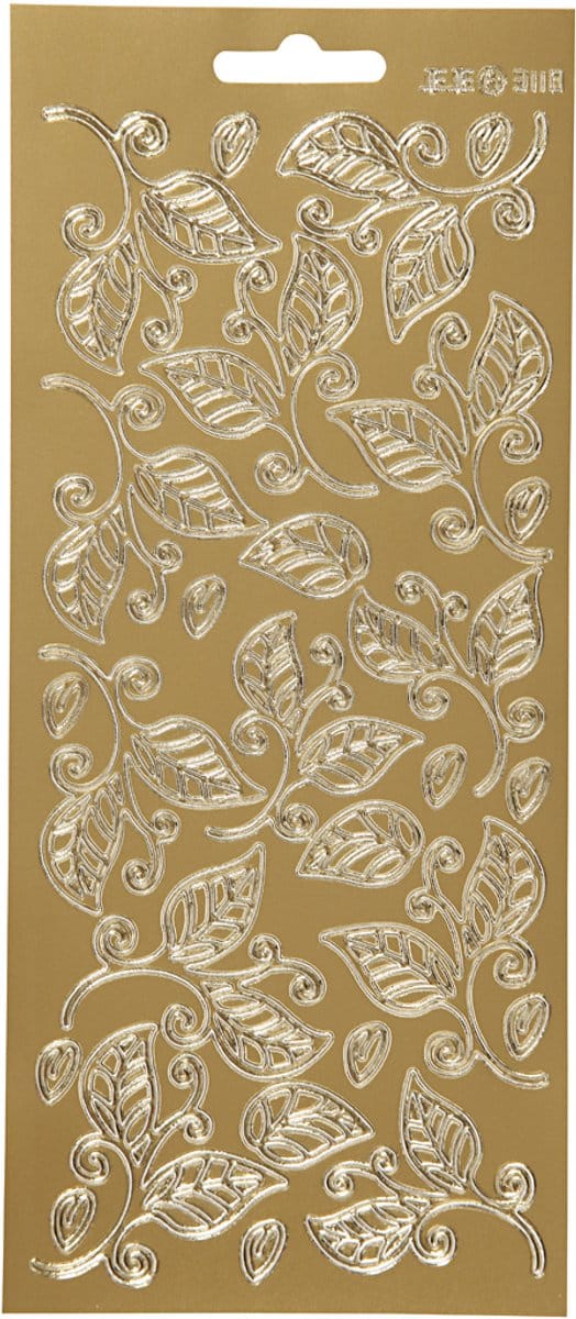 Stickers, bladeren, vel 10x23 cm, goud, 1 vel