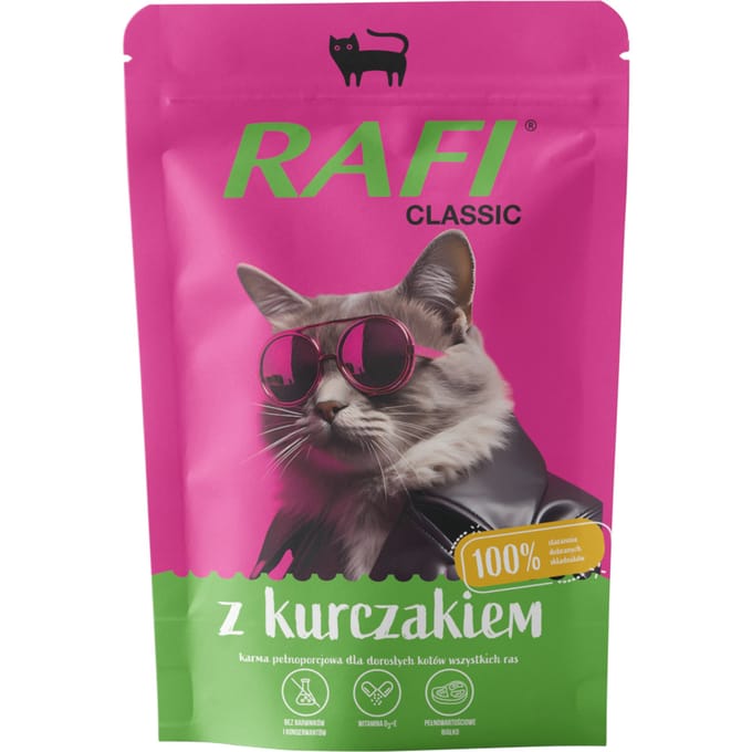 20x100g voordeelverpakking: Rafi Cat Classic Kip natvoer voor katten