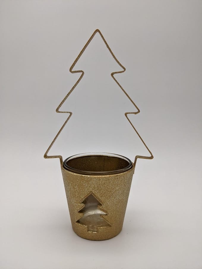Simply D-Theelichtenhouder-Kerstboom-goud-Hoogte 22cm