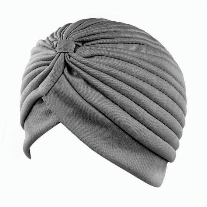 Tulband - Head wrap - Turban - Hijab - Hoofdbedekking - Hoofdband - Muts - Chemo muts - Elastisch - Stretch - Stretchy - Grijs - Jonyx