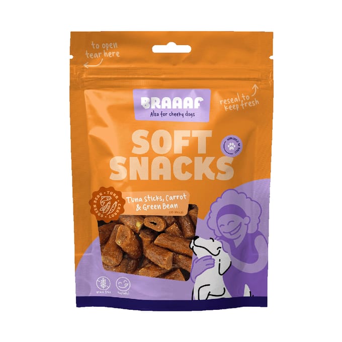 Braaaf Soft Snack Tonijnstick met wortel en sperzieboon