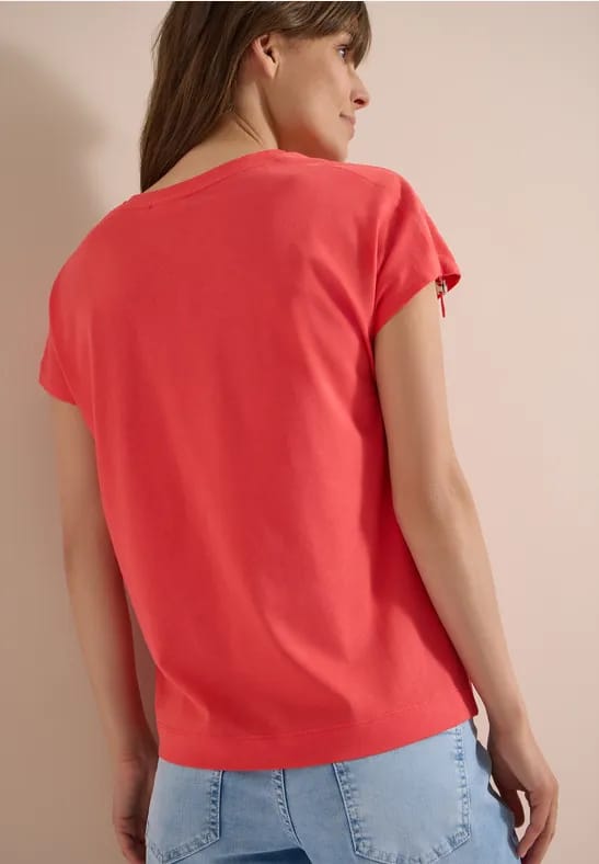 Shirt met rimpels in effen kleur