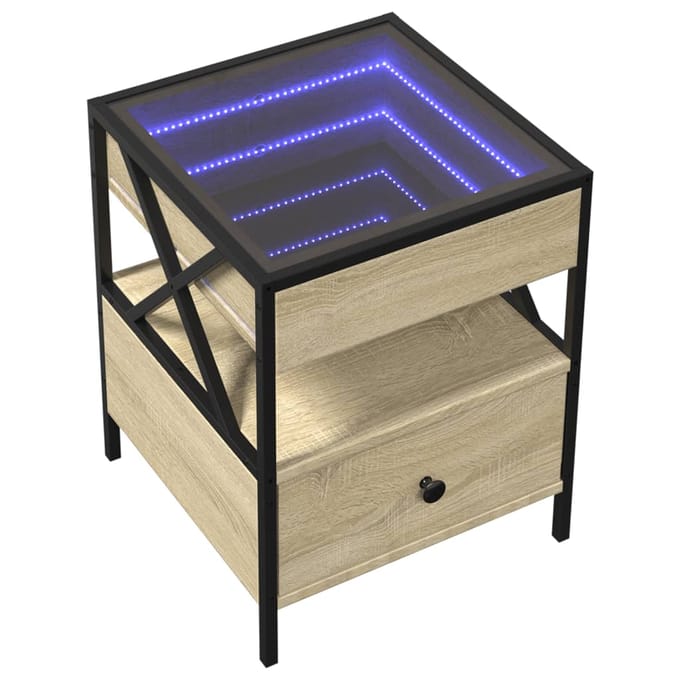 vidaXL - Salontafel - met - Infinity - LED - 40x40x51 - cm - sonoma - eikenkleurig