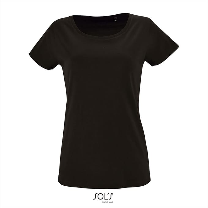 SOL'S - Milo T-Shirt dames - Zwart - 100% Biologisch Katoen - S