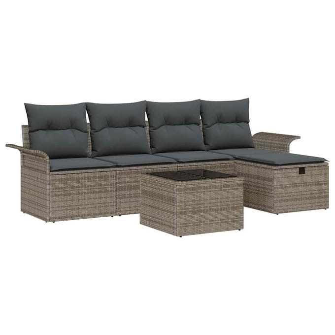 vidaXL - Tuinbank - Set - 6 - st - Grijs - poly - rattan