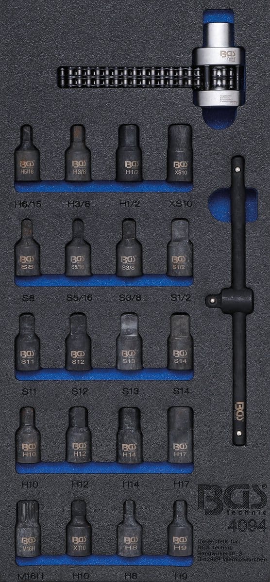 BGS Carterplug-/oliefiltersleutel set 22 delig