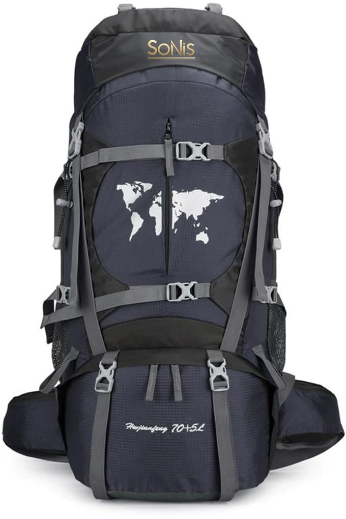 SoNis- Backpack - Grijs - 79 x 33 x 23 cm - Backpack Organizer - Backpack 75 Liter - Backpack Heren - Backpack Vrouwen - Back Pack Heren - Back Pack Vrouwen - Flightbag