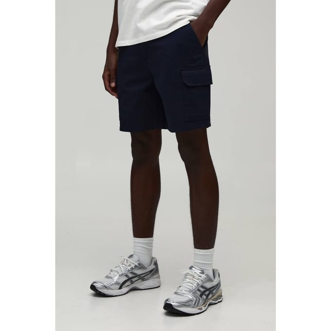Essentiële Slim Fit Chino Shorts Met Vaste Tailleband | Navy | Size 36