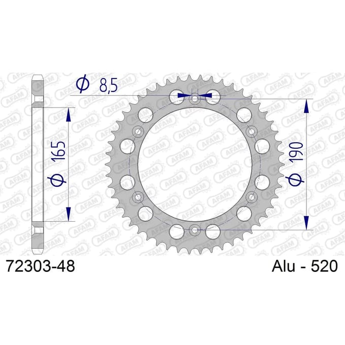 Aluminium tandwiel achter Afam 520 48 dents