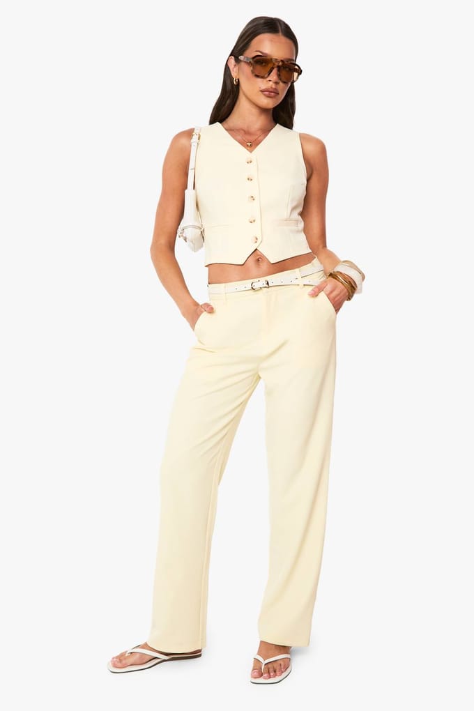 boohoo Dames Aangepast op maat gemaakt vest | Lemon | Maat: 16