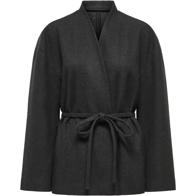 Only Jas Onlfox-trillion Short Belt Jacket P 15369040 Dark Grey Melange Dames Maat - XS/S