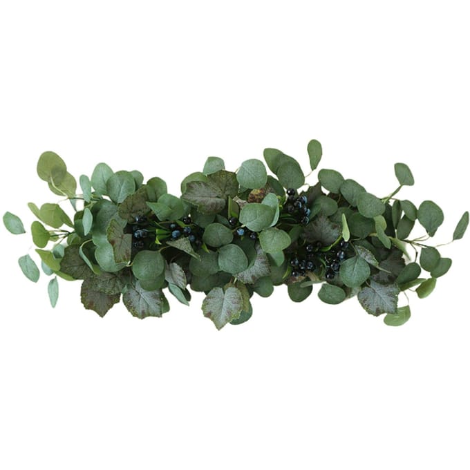 Décoration de table linteau de baies d'eucalyptus simulées pour fête black