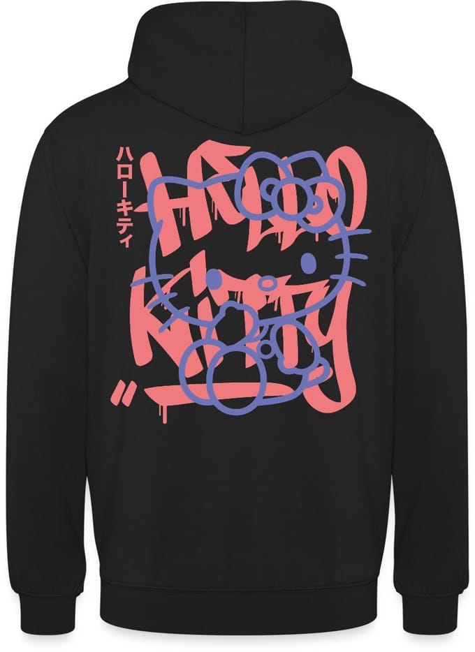 Hello Kitty Met Graffiti-Stijl Lettertype Hoodie Unisex