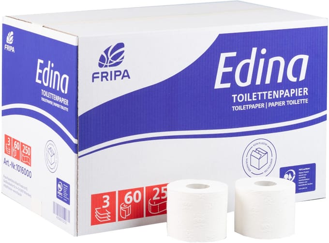 Fripa toiletpapier Edina 3-laags hochwit 60 rollen voordeelverpakking