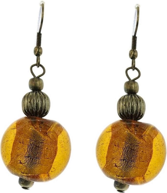 Behave - Oorhangers dames - Bruine glaskraal - Retro stijl - Handgemaakt