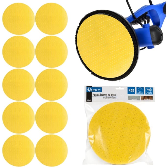 GEKO Schuurdisc - Aluminiumoxide - 225mm - Korrel 40 - Geel - 10 stuks